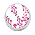 Abstract Pink Roses on White 4-Port USB Hub (One Side) Front