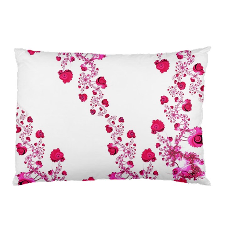 Abstract Pink Roses on White Pillow Case (Two Sides)