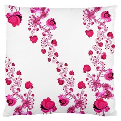 Abstract Pink Roses On White Standard Flano Cushion Case (one Side) by SpinnyChairDesigns