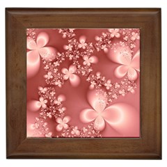 Tea Rose Colored Floral Pattern Framed Tile by SpinnyChairDesigns