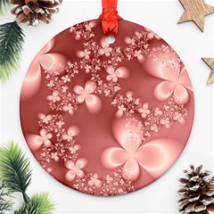 Tea Rose Colored Floral Pattern Ornament (round) by SpinnyChairDesigns