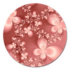 Tea Rose Colored Floral Pattern Magnet 5  (round) by SpinnyChairDesigns