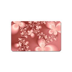 Tea Rose Colored Floral Pattern Magnet (name Card) by SpinnyChairDesigns