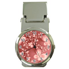 Tea Rose Colored Floral Pattern Money Clip Watches by SpinnyChairDesigns