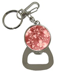 Tea Rose Colored Floral Pattern Bottle Opener Key Chain by SpinnyChairDesigns