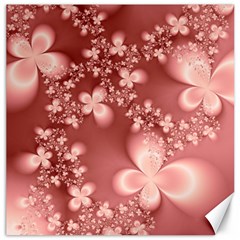 Tea Rose Colored Floral Pattern Canvas 16  X 16  by SpinnyChairDesigns