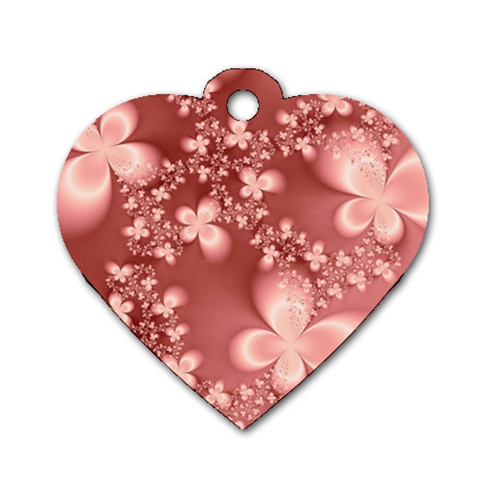 Tea Rose Colored Floral Pattern Dog Tag Heart (Two Sides)