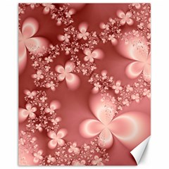 Tea Rose Colored Floral Pattern Canvas 11  X 14  by SpinnyChairDesigns