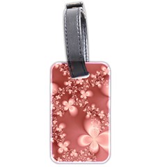 Tea Rose Colored Floral Pattern Luggage Tag (two Sides) by SpinnyChairDesigns