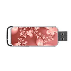 Tea Rose Colored Floral Pattern Portable Usb Flash (one Side) by SpinnyChairDesigns