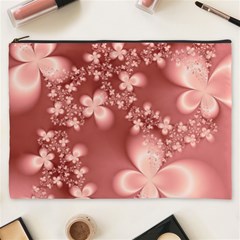 Tea Rose Colored Floral Pattern Cosmetic Bag (xxxl) by SpinnyChairDesigns