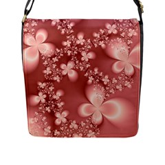 Tea Rose Colored Floral Pattern Flap Closure Messenger Bag (l) by SpinnyChairDesigns