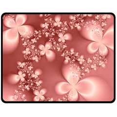 Tea Rose Colored Floral Pattern Double Sided Fleece Blanket (medium)  by SpinnyChairDesigns