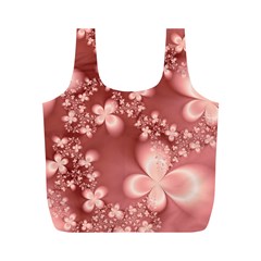 Tea Rose Colored Floral Pattern Full Print Recycle Bag (m) by SpinnyChairDesigns