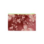 Tea Rose Colored Floral Pattern Cosmetic Bag (XS) Back