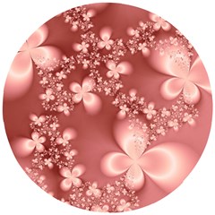 Tea Rose Colored Floral Pattern Wooden Puzzle Round by SpinnyChairDesigns