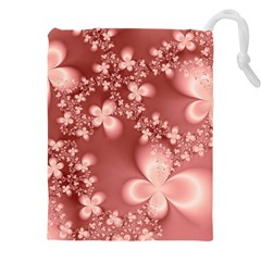 Tea Rose Colored Floral Pattern Drawstring Pouch (5xl) by SpinnyChairDesigns