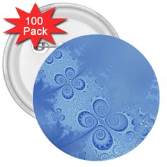 Light Blue Intricate Swirls Pattern 3  Buttons (100 Pack)  by SpinnyChairDesigns