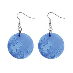 Light Blue Intricate Swirls Pattern Mini Button Earrings by SpinnyChairDesigns