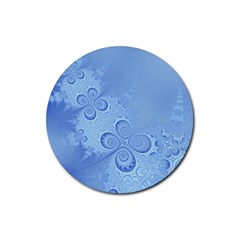 Light Blue Intricate Swirls Pattern Rubber Coaster (round)  by SpinnyChairDesigns