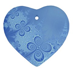 Light Blue Intricate Swirls Pattern Heart Ornament (two Sides) by SpinnyChairDesigns