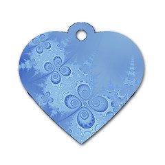 Light Blue Intricate Swirls Pattern Dog Tag Heart (one Side) by SpinnyChairDesigns