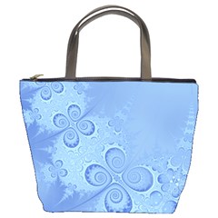 Light Blue Intricate Swirls Pattern Bucket Bag by SpinnyChairDesigns