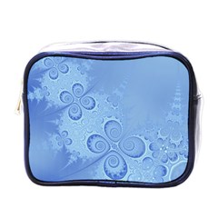 Light Blue Intricate Swirls Pattern Mini Toiletries Bag (one Side) by SpinnyChairDesigns