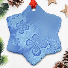 Light Blue Intricate Swirls Pattern Snowflake Ornament (two Sides) by SpinnyChairDesigns