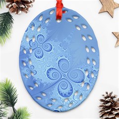 Light Blue Intricate Swirls Pattern Ornament (oval Filigree) by SpinnyChairDesigns