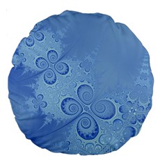 Light Blue Intricate Swirls Pattern Large 18  Premium Round Cushions by SpinnyChairDesigns