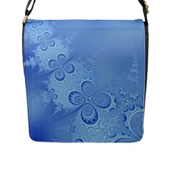 Light Blue Intricate Swirls Pattern Flap Closure Messenger Bag (l) by SpinnyChairDesigns