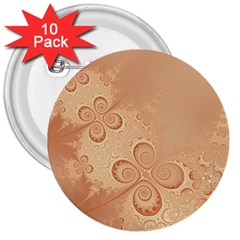 Coral Peach Intricate Swirls Pattern 3  Buttons (10 Pack)  by SpinnyChairDesigns