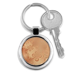 Coral Peach Intricate Swirls Pattern Key Chain (round) by SpinnyChairDesigns