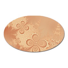 Coral Peach Intricate Swirls Pattern Oval Magnet by SpinnyChairDesigns