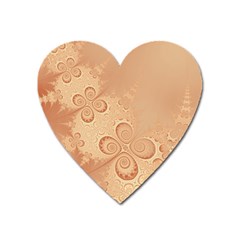 Coral Peach Intricate Swirls Pattern Heart Magnet by SpinnyChairDesigns