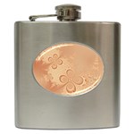 Coral Peach Intricate Swirls Pattern Hip Flask (6 oz) Front