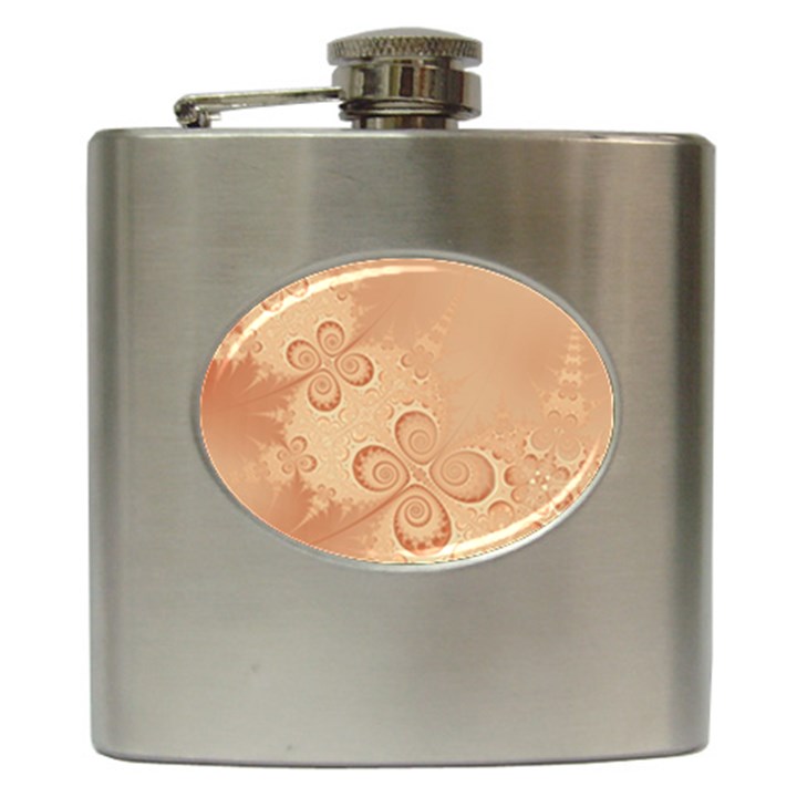 Coral Peach Intricate Swirls Pattern Hip Flask (6 oz)