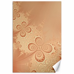 Coral Peach Intricate Swirls Pattern Canvas 12  X 18  by SpinnyChairDesigns