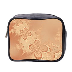 Coral Peach Intricate Swirls Pattern Mini Toiletries Bag (two Sides) by SpinnyChairDesigns