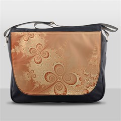 Coral Peach Intricate Swirls Pattern Messenger Bag by SpinnyChairDesigns