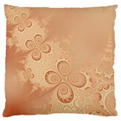 Coral Peach Intricate Swirls Pattern Large Cushion Case (two Sides) by SpinnyChairDesigns