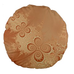 Coral Peach Intricate Swirls Pattern Large 18  Premium Round Cushions by SpinnyChairDesigns