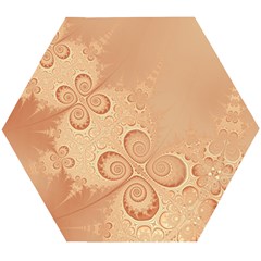 Coral Peach Intricate Swirls Pattern Wooden Puzzle Hexagon