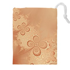 Coral Peach Intricate Swirls Pattern Drawstring Pouch (4xl) by SpinnyChairDesigns