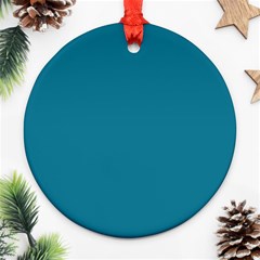 Mosaic Blue Pantone Solid Color Round Ornament (two Sides) by FlagGallery