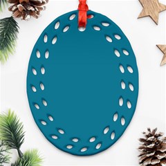 Mosaic Blue Pantone Solid Color Oval Filigree Ornament (two Sides) by FlagGallery