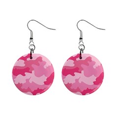 Camo Pink Mini Button Earrings by MooMoosMumma