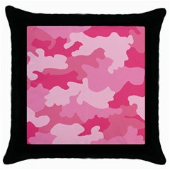 Camo Pink Throw Pillow Case (black) by MooMoosMumma