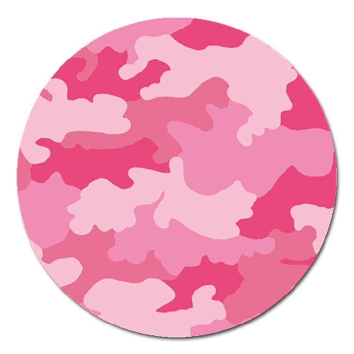 Camo Pink Magnet 5  (Round)